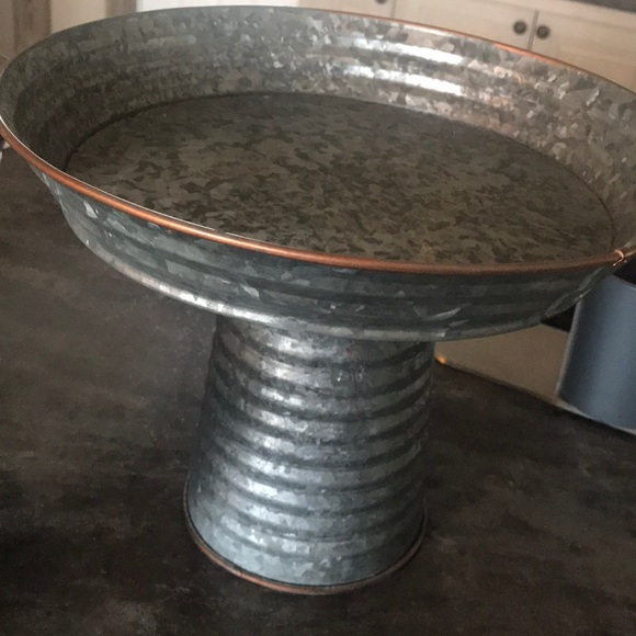 Farmhouse Decor Metal Pedestal Tray Large - Picture 6 of 7